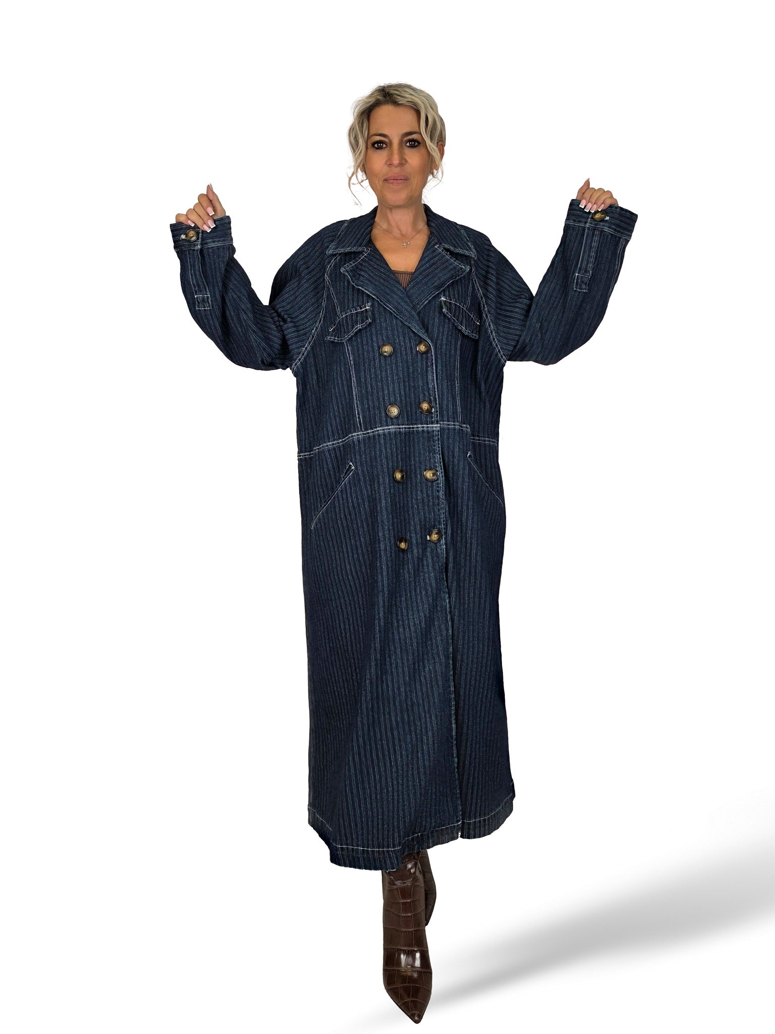 MAXI ABRIGO DENIM RAYAS SW