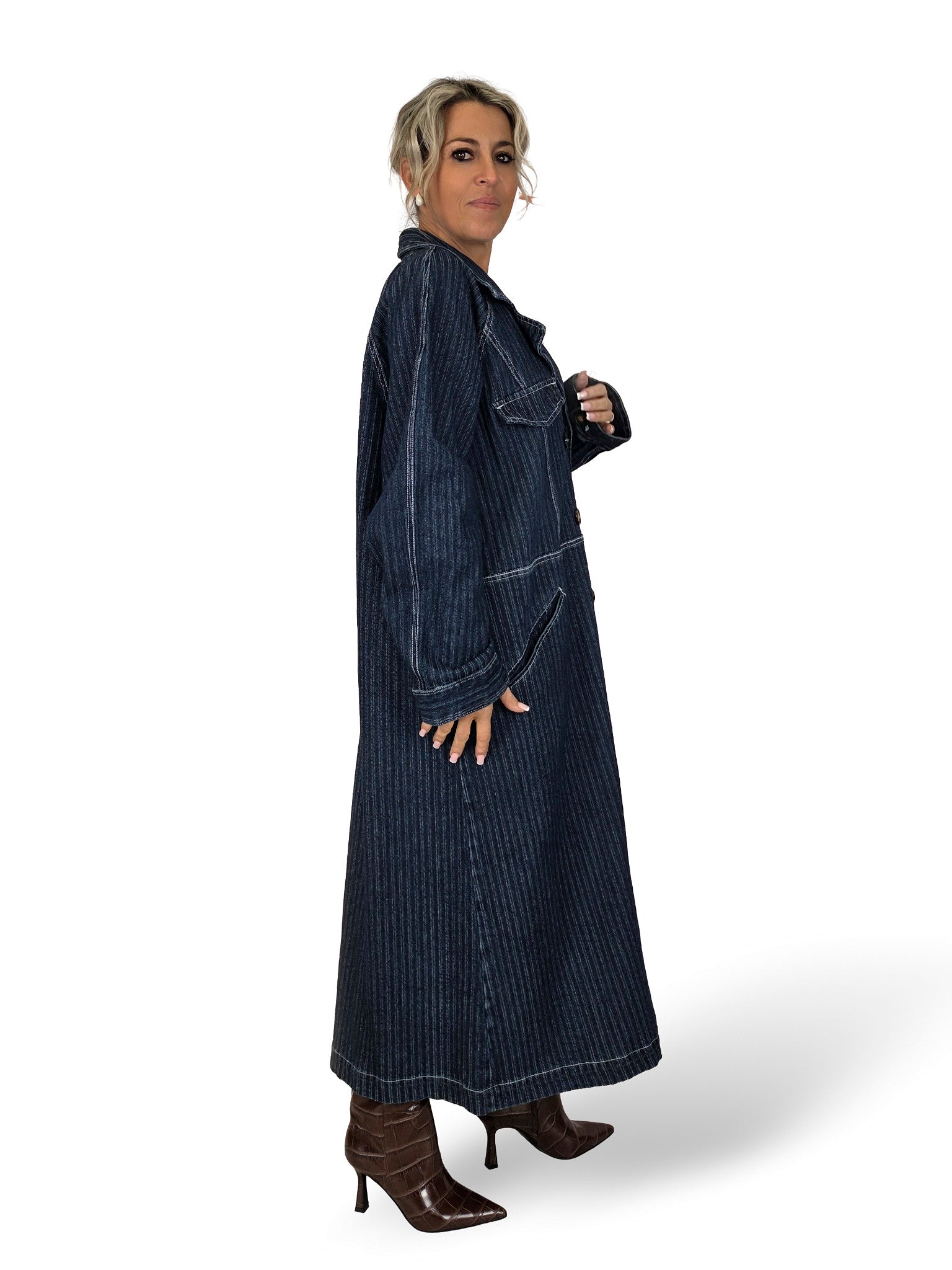 MAXI ABRIGO DENIM RAYAS SW