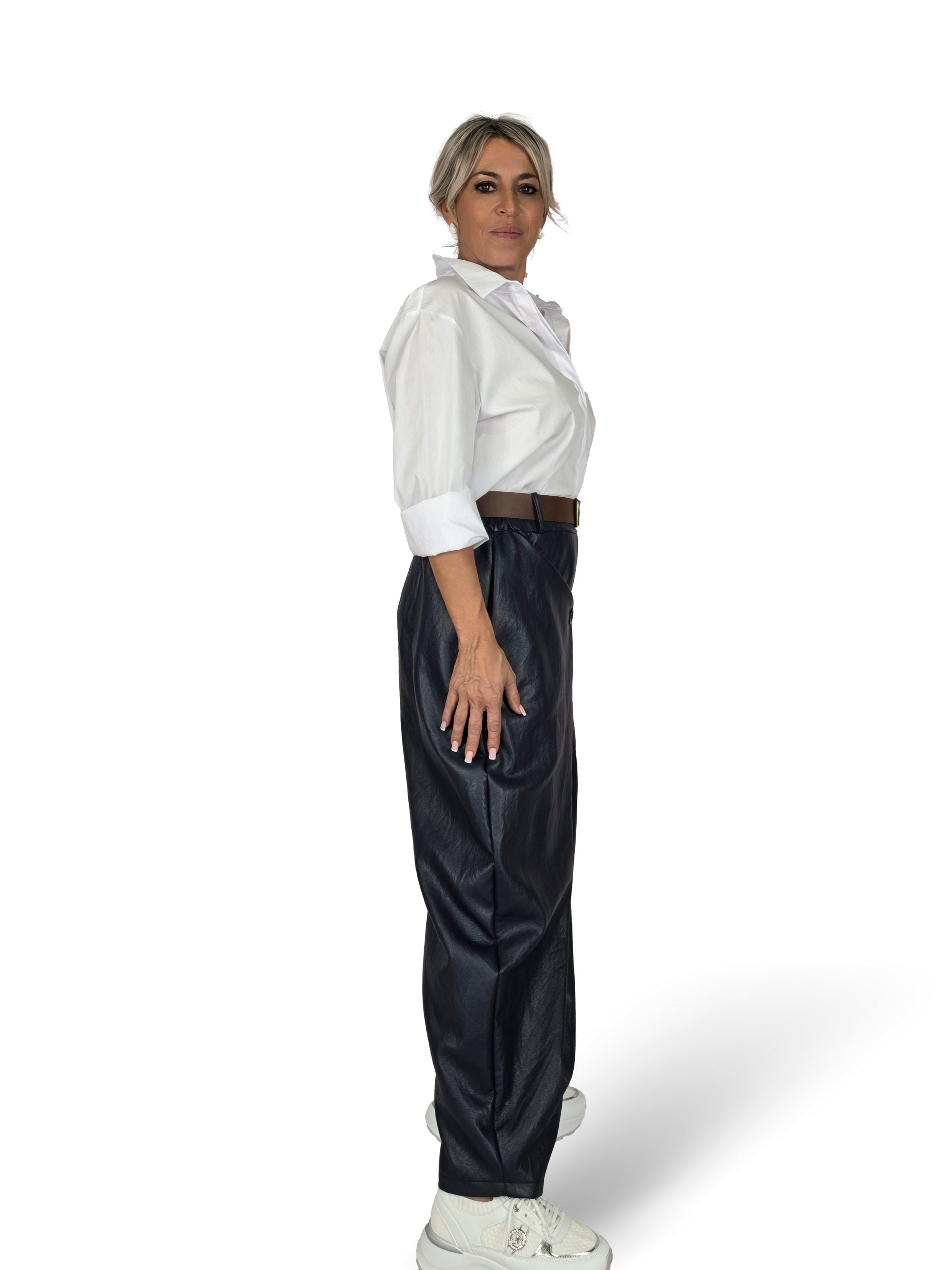 PANTALONI URBAN IN PELLE INCROCIATA