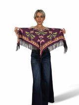 ÉCHARPE EN SATIN IMPRIMÉ FRANGES