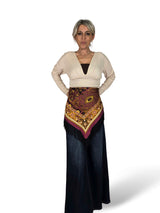 ÉCHARPE EN SATIN IMPRIMÉ FRANGES