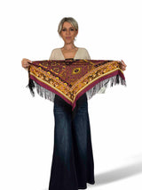 ÉCHARPE EN SATIN IMPRIMÉ FRANGES