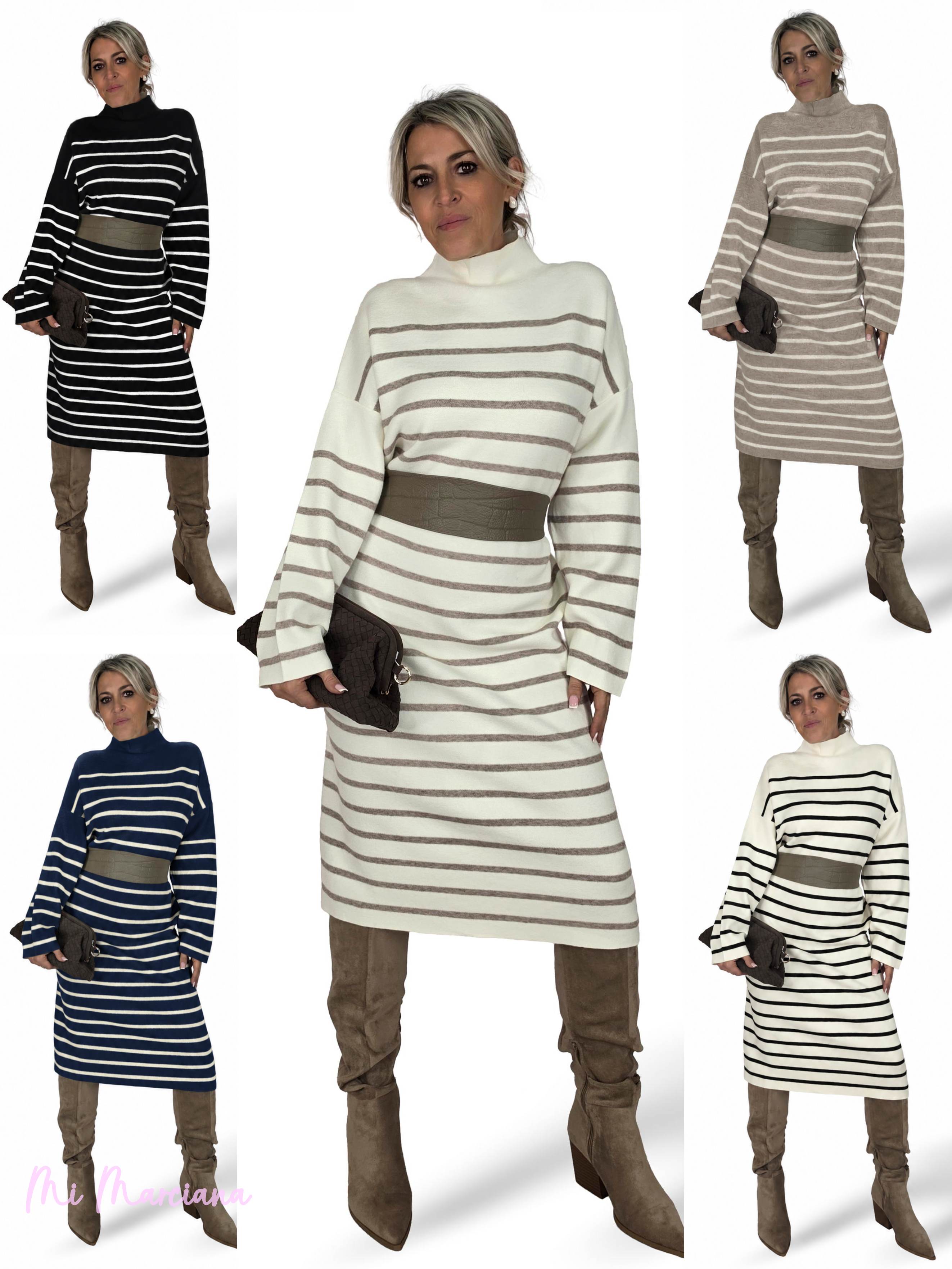 VESTIDO MIDI PUNTO RAYAS JOT
