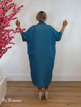 VESTIDO MAXI MIDI TENCEL COM ESTAMPA DE PALMEIRA
