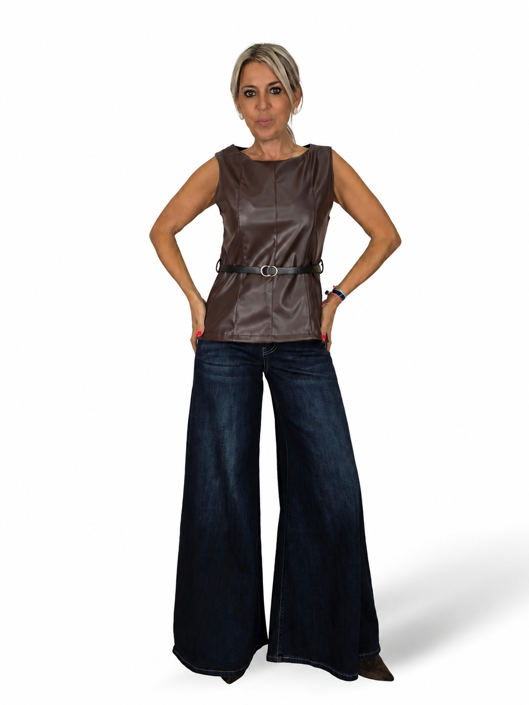 HAUT EN CUIR AVEC CEINTURE