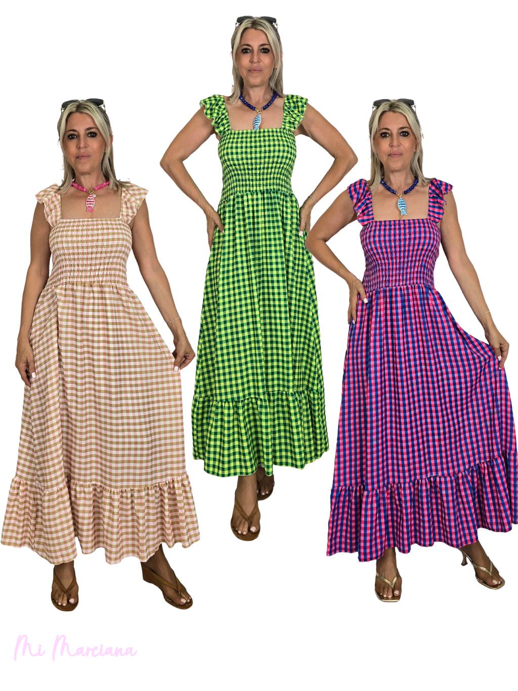 VESTIDO VICHY NIDO DE ABEJA