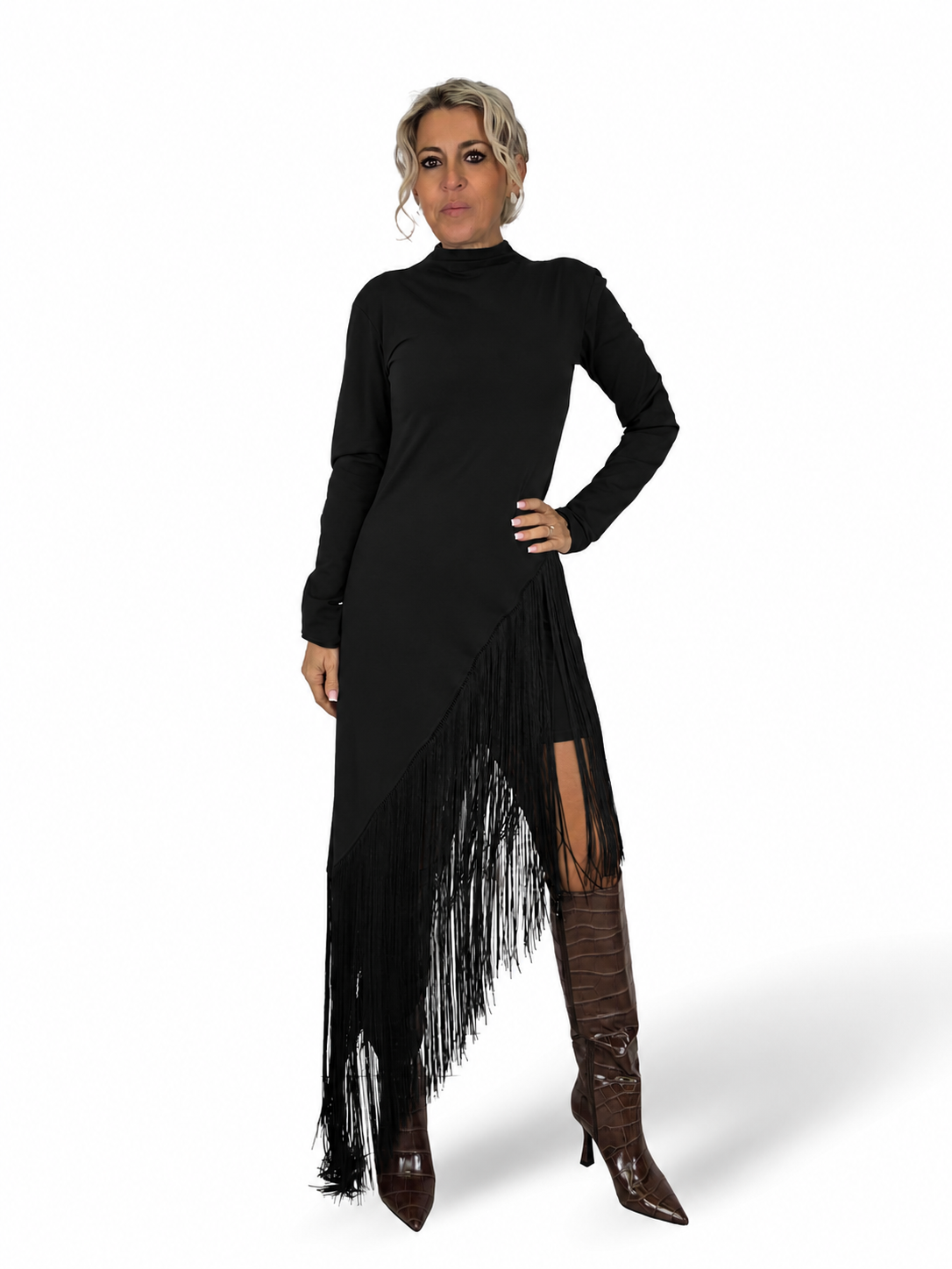 JOT-KLEID AUS BAUMWOLLE MIT FRANSEN