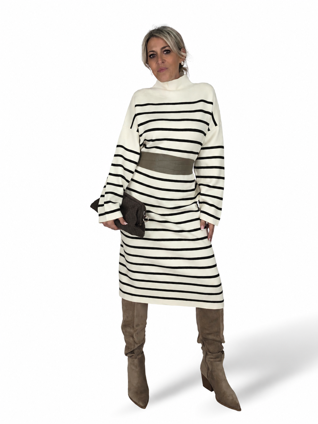 VESTIDO MIDI PUNTO RAYAS JOT