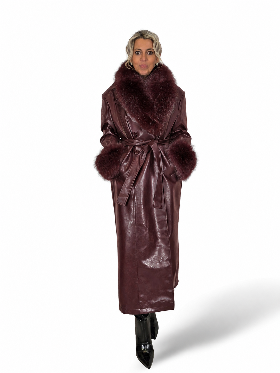 CAPPOTTO IN PELLE CON PELLICCIA JOT