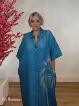 VESTIDO MAXI MIDI TENCEL COM ESTAMPA DE PALMEIRA