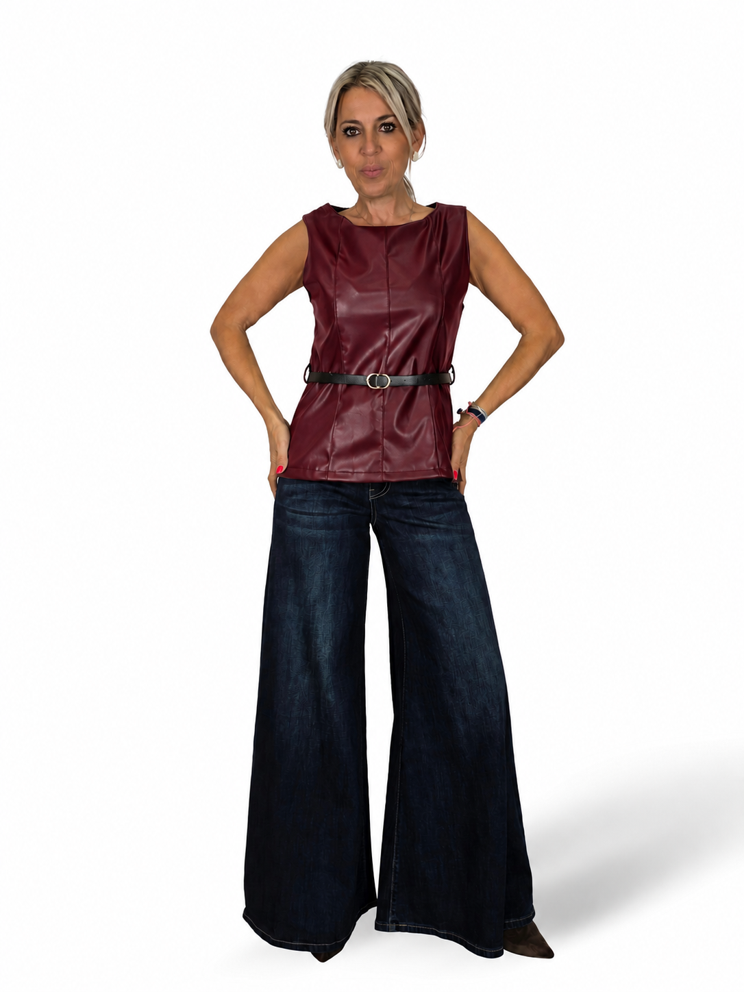 HAUT EN CUIR AVEC CEINTURE