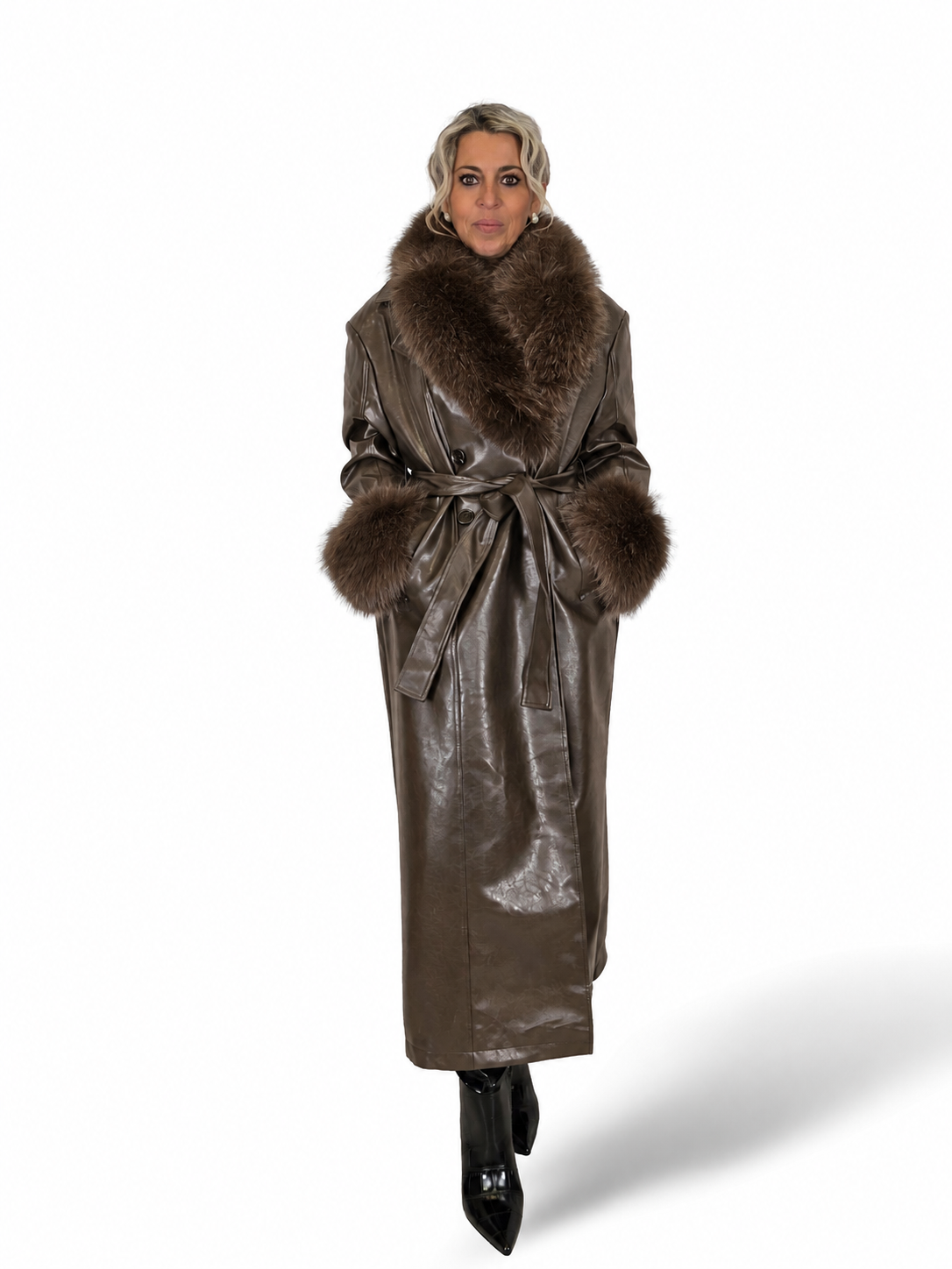 CAPPOTTO IN PELLE CON PELLICCIA JOT