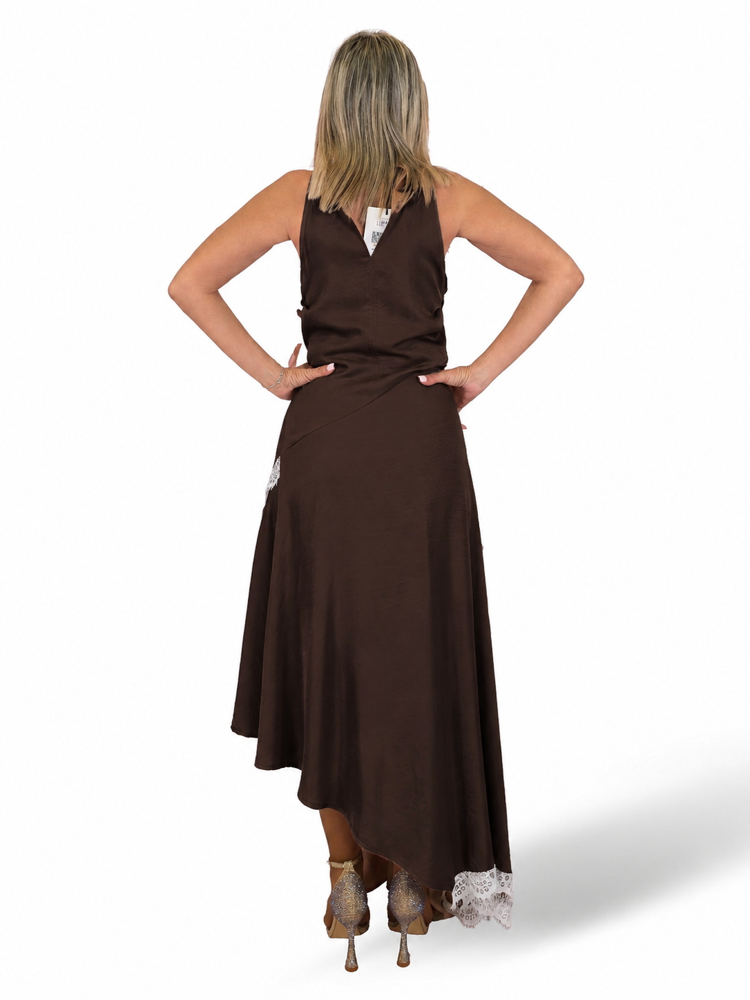 VESTIDO ASIMETRICO CON ENCAJES JOT