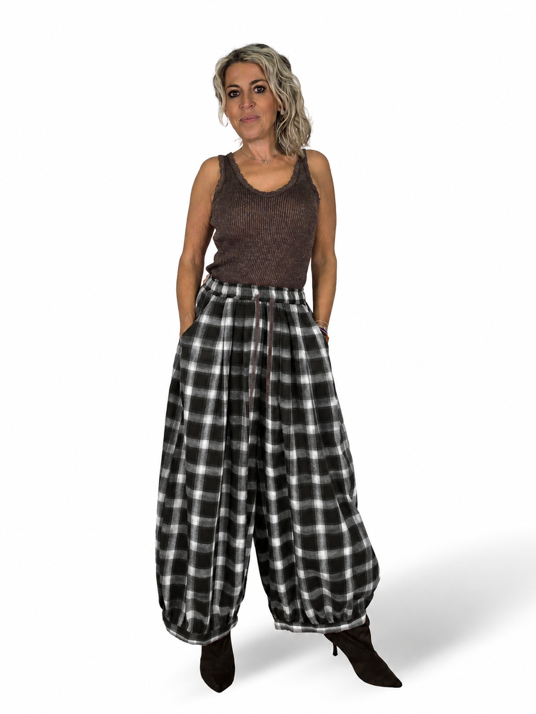 PANTALON BALLON À CARREAUX JOT