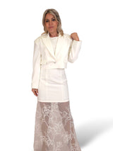 CONJUNTO VESTIDO BLAZER COMBINADO BORDADO TUL