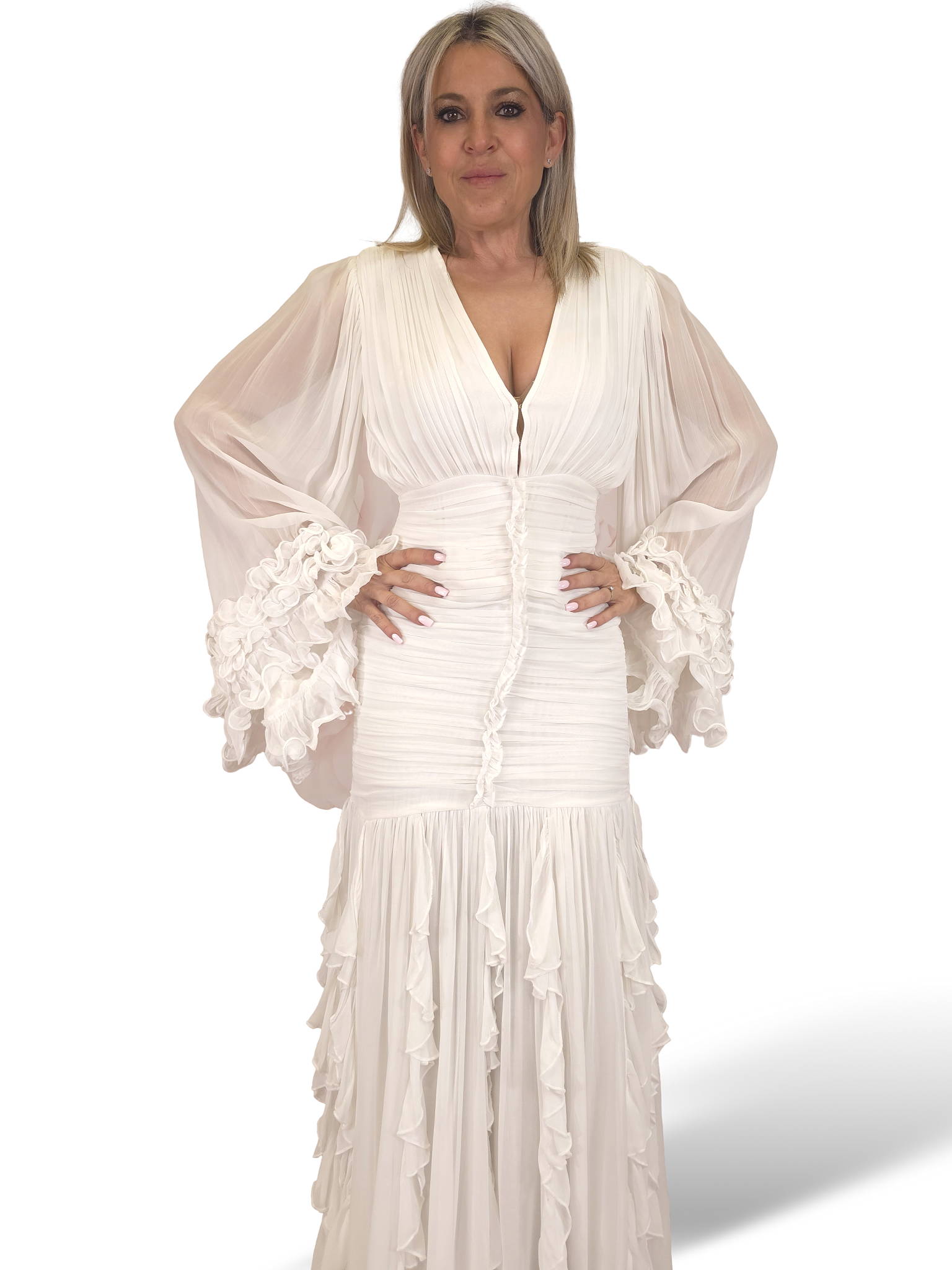 VESTIDO DRAPEADO VOLANTES JOT
