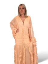 VESTIDO DRAPEADO VOLANTES JOT