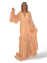 VESTIDO DRAPEADO VOLANTES JOT