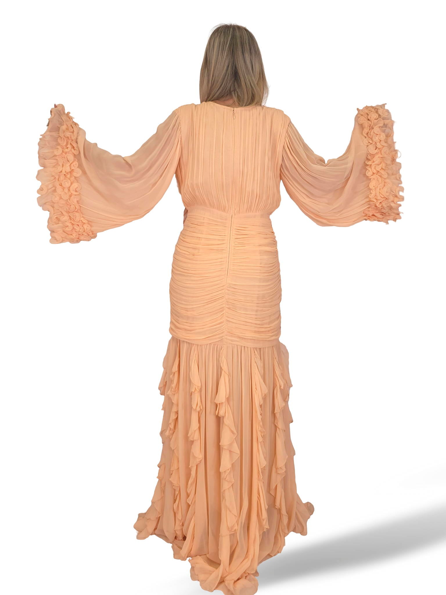 VESTIDO DRAPEADO VOLANTES JOT