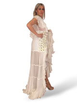 VESTIDO LARGO ASIMETRICO FLORES DIAMOND FOR EDEN BLANCO