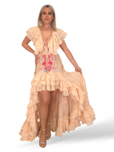 VESTIDO LARGO ASIMETRICO DIAMOND MELOCOTON JOT