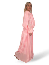 VESTIDO ROSA LARGO LINO ALGODON JOT