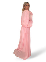 VESTIDO ROSA LARGO LINO ALGODON JOT