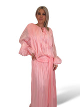 VESTIDO ROSA LARGO LINO ALGODON JOT