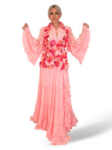 VESTIDO LARGO FLORES MANGA LARGA ROSA JOT