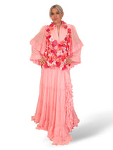 VESTIDO LARGO FLORES MANGA LARGA ROSA JOT