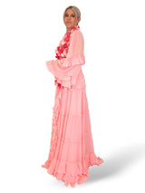 VESTIDO LARGO FLORES MANGA LARGA ROSA JOT