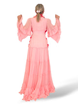 VESTIDO LARGO FLORES MANGA LARGA ROSA JOT