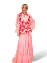 VESTIDO LARGO FLORES MANGA LARGA ROSA JOT