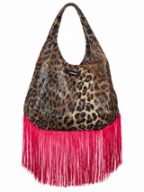 SACO ESTAMPADO ANIMAL COM LANTEJOS E FRANJAS