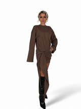 VESTIDO ALGODÓN DRAPEADO NUDO LUMINA