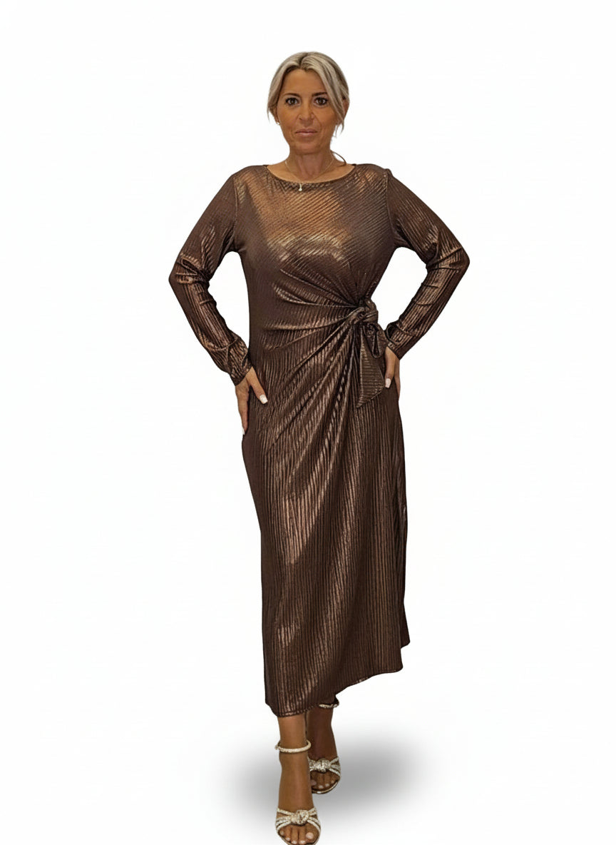 VESTIDO DRAPEADO NUDO METALIZADO JOT