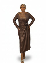 VESTIDO DRAPEADO NUDO METALIZADO JOT