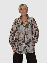 CAMISA ESTAMPADA  FLORES STRASS JOT