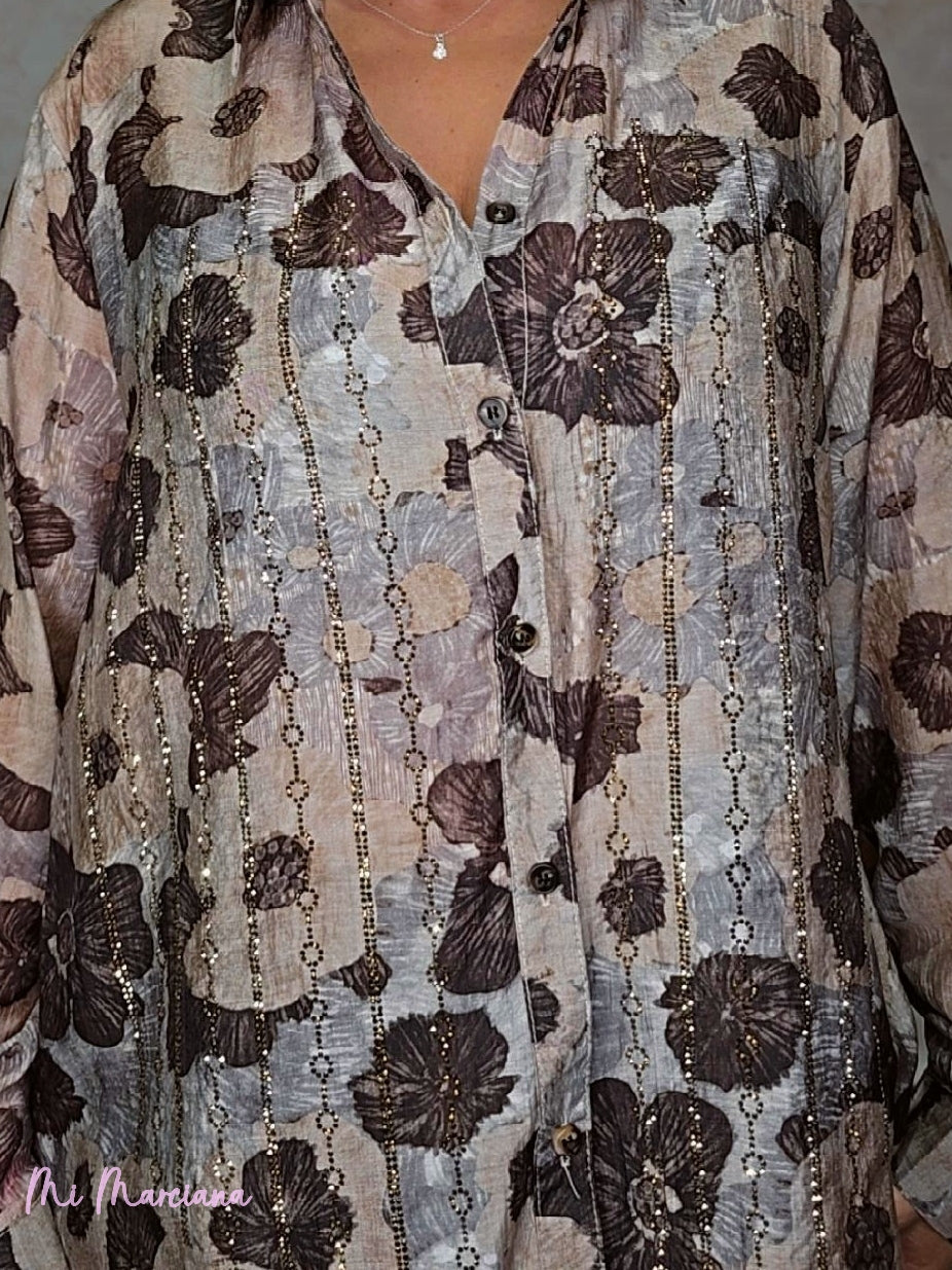 CAMISOLA ESTAMPADA FLORES STRASS JOT