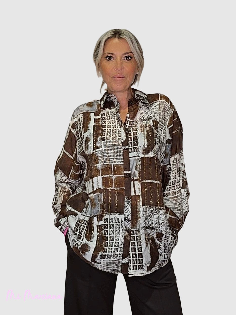 CAMISA ESTAMPADA  GEOMETRICA STRASS JOT