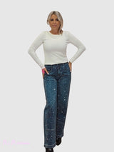 JEANS STRASS CORTES
