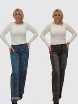 JEANS STRASS CORTES