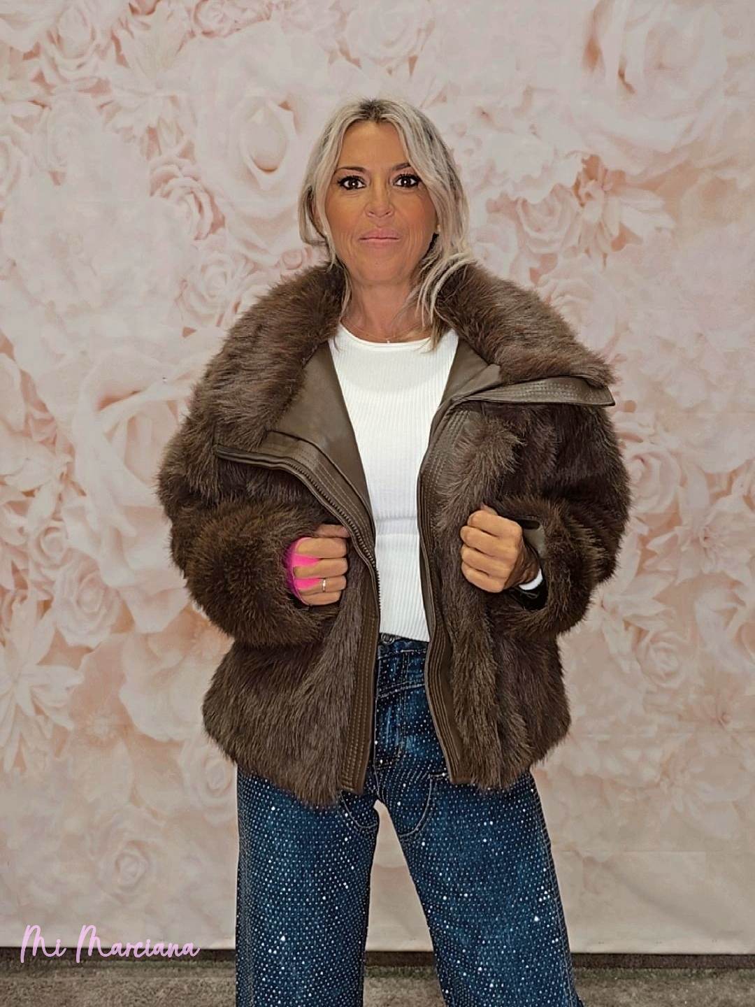 CHAQUETA PELO COMBINADA POLIPIEL