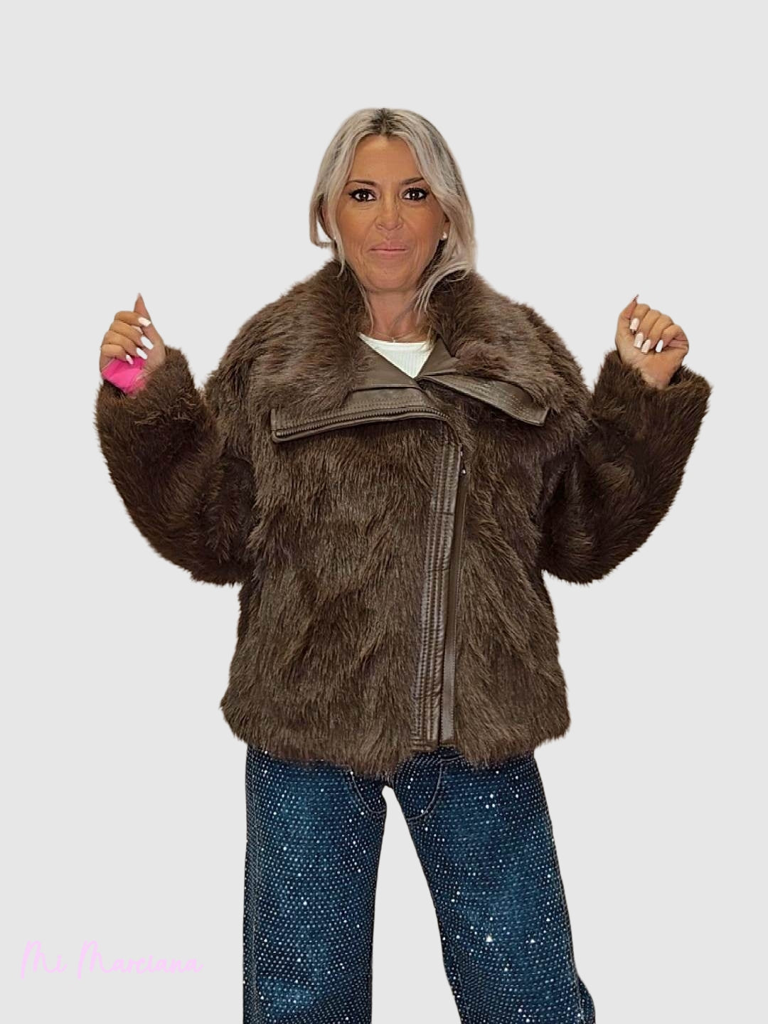 CHAQUETA PELO COMBINADA POLIPIEL