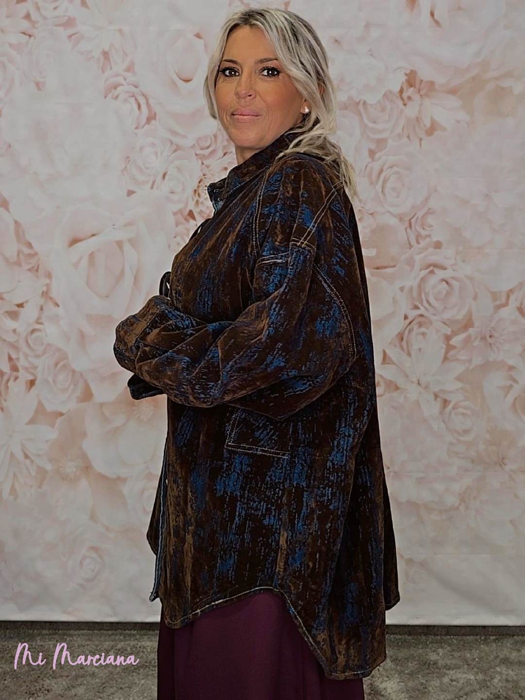 SOBRECAMISA MAXI DENIM FLOCADA BOTONES