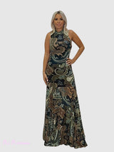 Vestido de tule com estampado de codornizes