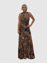 Vestido de tule com estampado de codornizes