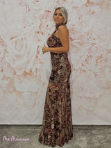 Vestido de tule com estampado de codornizes