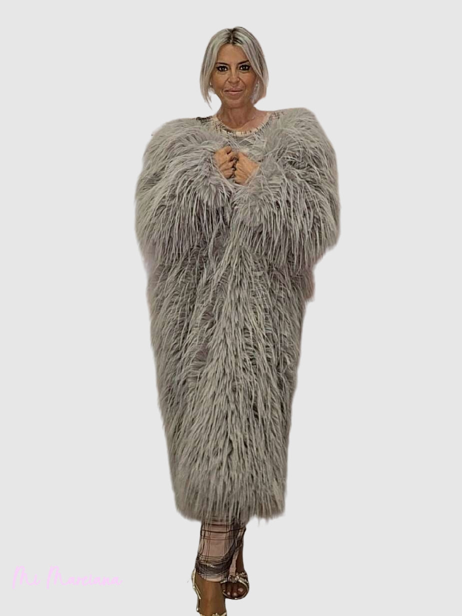 ABRIGO DOBLE PELO LISO TAUPE  LUMINA