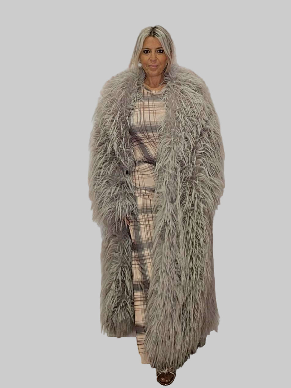 ABRIGO DOBLE PELO LISO TAUPE  LUMINA